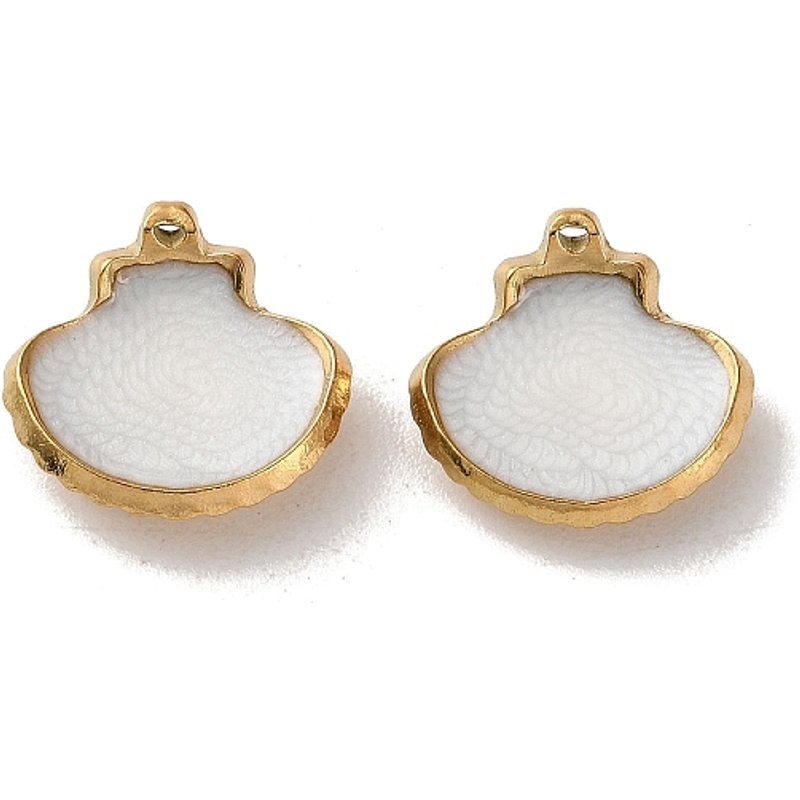 Pendentif en Acier Inoxydable 304, Charme Coquillage avec Émail, Doré — Breloques et pendentifs