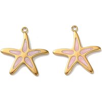 304 Stainless Steel Starfish Charms with Enamel and Ion Plating