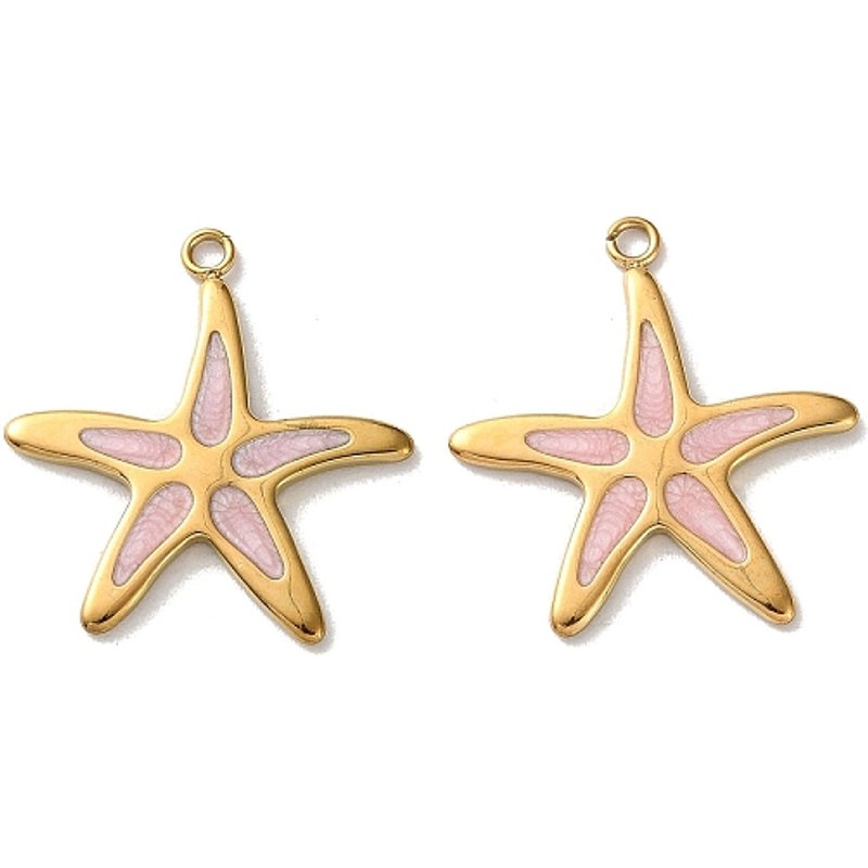 304 Stainless Steel Starfish Charms with Enamel and Ion Plating — Charms & Pendants