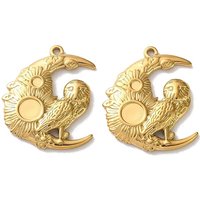 Pendentif en Acier Inoxydable avec Owl et Lune
