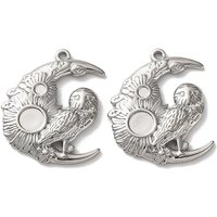 Pendentif en Acier Inoxydable avec Owl et Lune pour Rhinestones