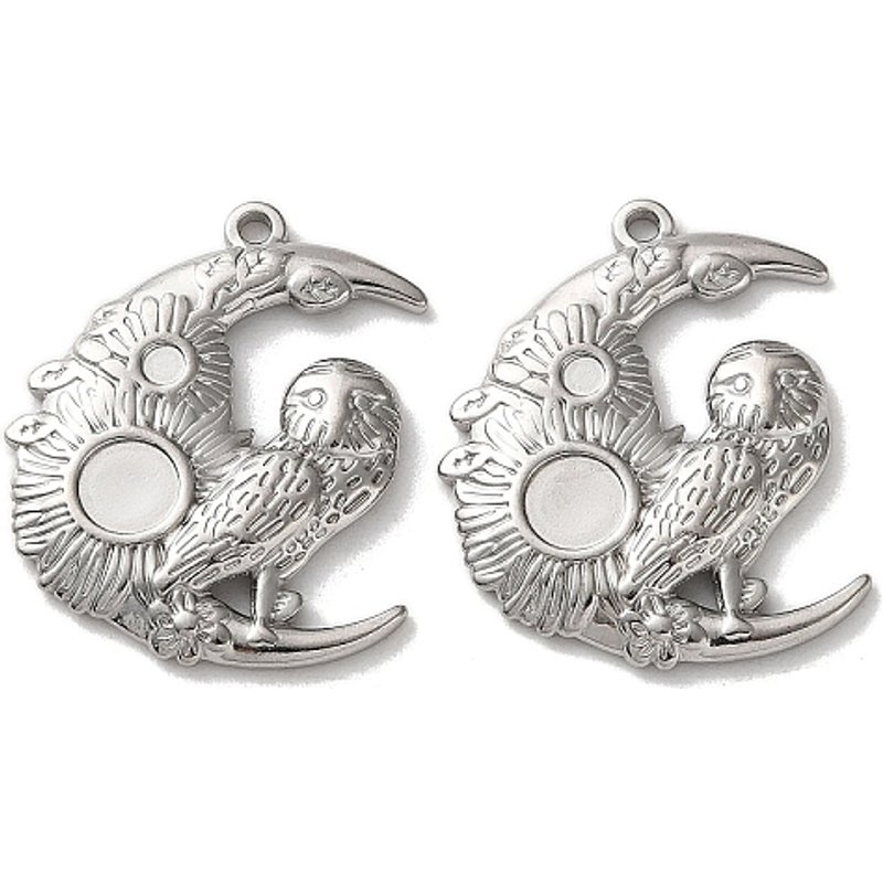Pendentif en Acier Inoxydable avec Owl et Lune pour Rhinestones — Accessoires pour bijoux