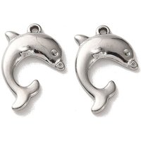 304 Stainless Steel Dolphin Pendant, 21x14x2.5mm, Hole: 1.2mm