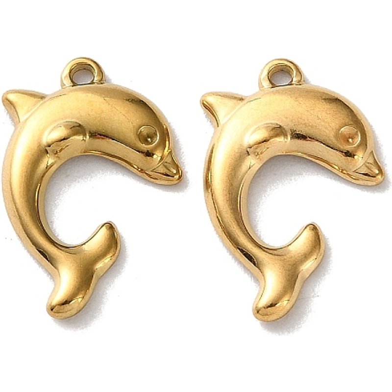 304 Stainless Steel Dolphin Pendant with Ion Plating — Charms & Pendants