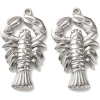 304 Stainless Steel Lobster Pendants, 39x21x4mm, Hole: 1.8mm
