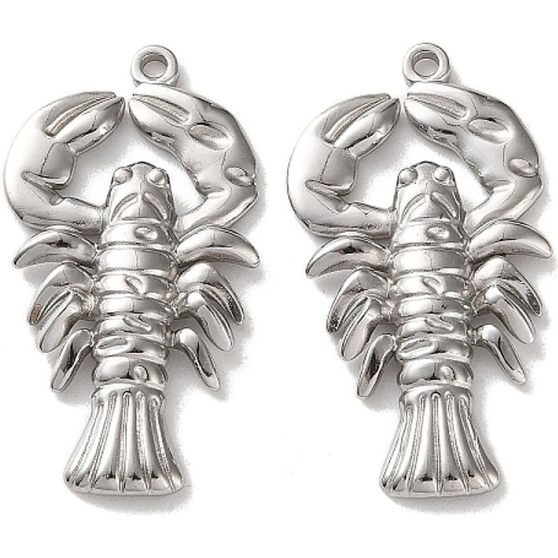 Pendentifs en acier inoxydable 304, forme de homard, 39x21x4mm, trou : 1.8mm — Breloques et pendentifs