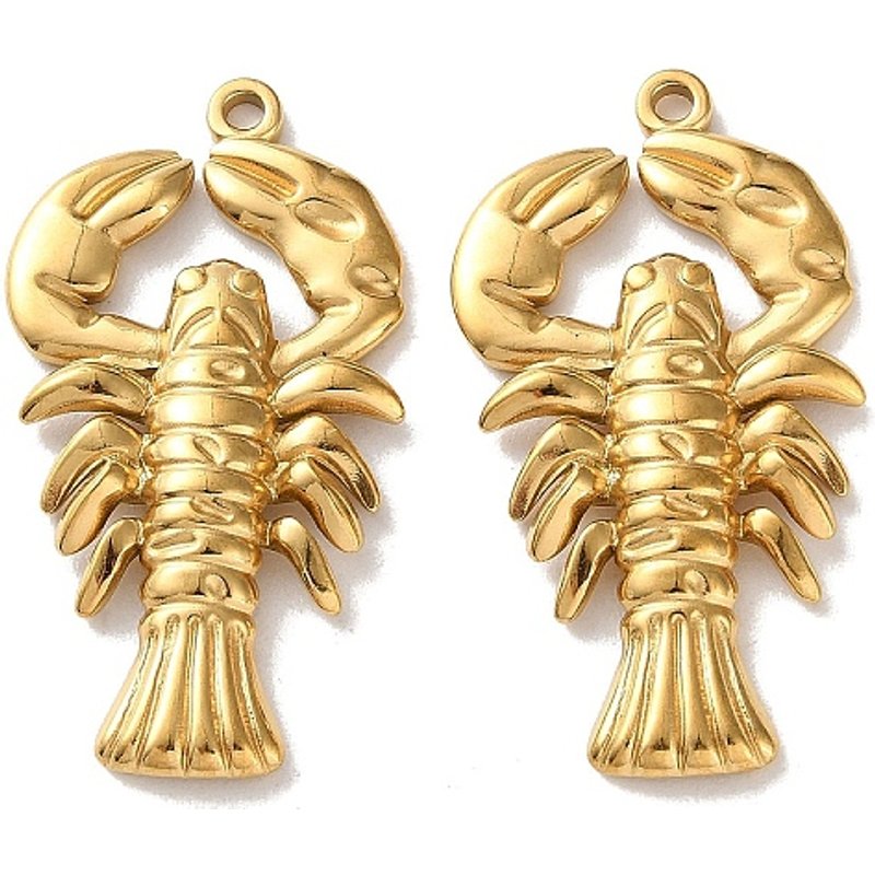 304 Stainless Steel Golden Lobster Pendant with Ion Plating — Charms & Pendants