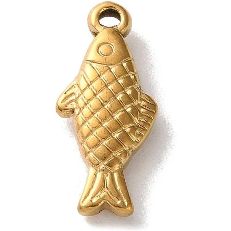 Pendentif en Acier Inoxydable 304 en Plaqué Or, Poisson — Breloques et pendentifs