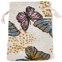 Butterfly Printed Polycotton Drawstring Packing Pouches, 14x10cm — Jewelry Display & Storage