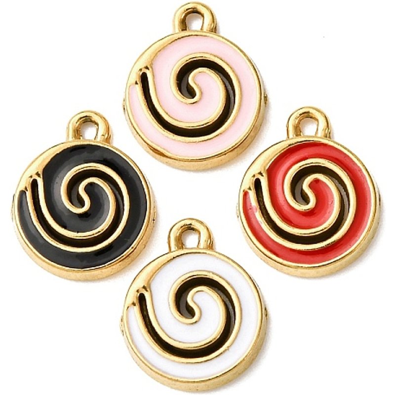Charms en Émail en Acier Inoxydable 304, Spirale, Doré, Rond Plat — Breloques et pendentifs