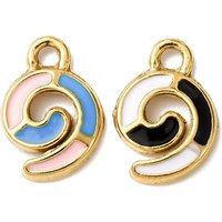 304 Stainless Steel Golden Enamel Spiral Charms