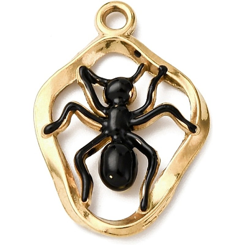 Pendentif Araignée en Acier Inoxydable 304 Émaillé - Fini Doré — Breloques et pendentifs