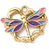 304 Stainless Steel Dragonfly Enamel Pendant - Gold