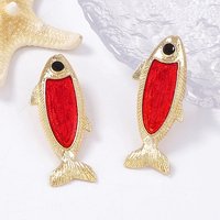 Boucles d'oreilles en alliage en forme de poisson avec émail doré — Bijoux fantaisie