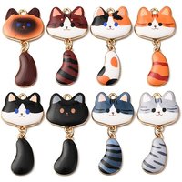 Cat Shape Alloy Enamel Charms in Mixed Colors