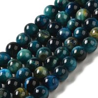 Fil de perles en œil de tigre teinté AB+, bleu cadet, 6mm — Perles à bijoux