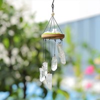 Natural Quartz Crystal Wind Chime with Wood Round Board — Wall Decor