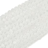 Brins de perles plates rondes en verre Millefiori faits à la main, blanc, design fleur — Perles à bijoux