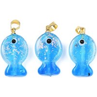 Dichroic Foil Lampwork Fish Charm Pendant with Brass Findings — Charms & Pendants