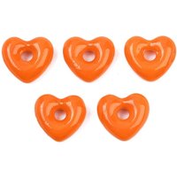 Handmade Lampwork Heart Beads, Large Hole, Orange — Jewelry Beads