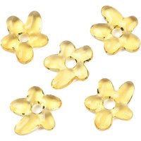 Handmade Lampwork Flower Beads, Yellow, 18x17x4mm, Hole 3.7mm — Jewelry Beads