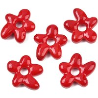 Perles de verre soufflé à la main, fleur rouge, 18x17x4mm — Perles à bijoux