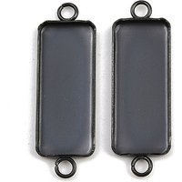 Non-Tarnish 304 Stainless Steel Rectangle Cabochon Connector Settings — Jewelry Findings
