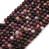 Fils de Perles de Tourmaline Naturelle Ronde, Grade AB, Vert Léger — Perles à bijoux