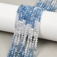 Brins de Perles d'Aigue-Marine Naturelle, Ronde Facettée, 3-3.5mm — Perles à bijoux