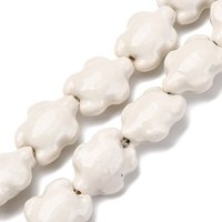 Brins de perles en porcelaine faites à la main, tortue, blanc émaillé — Perles à bijoux
