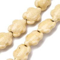 Handmade Porcelain Beads Strands, Tortoise, Light Khaki, 22pcs