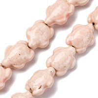 Handmade Porcelain Beads Strands, Tortoise, Pink, 14.3 inch