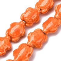 Handmade Porcelain Beads Strands, Tortoise, Orange Red, 14.3 inch
