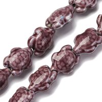 Brins de perles en porcelaine faits à la main, tortue, violet, 14,3 pouces — Perles à bijoux