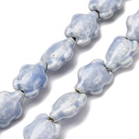 Brins de perles en porcelaine faites à la main, tortue, bleu acier clair — Perles à bijoux