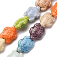 Brins de perles en porcelaine tortue faites à la main, couleurs mélangées, 14,3 pouces