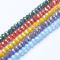 Brins de perles en verre électroplaqué, couleur opaque solide, facettées — Perles à bijoux