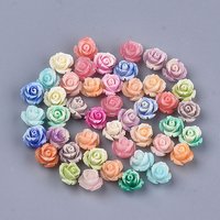 Perles de Corail Synthétiques, Fleurs Teintes, Couleurs Mélangées, 10x10.5x8mm