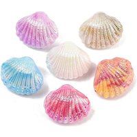 Perles acryliques opaques avec plaquage UV, forme de coquillage, couleurs variées — Perles à bijoux