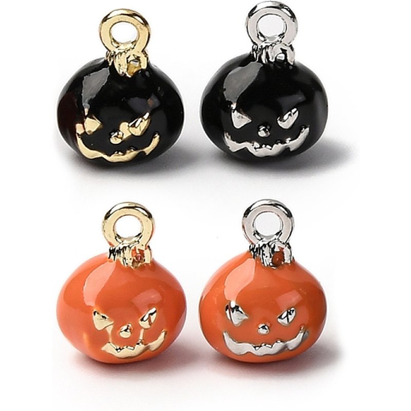 Charms en alliage émaillé Halloween, citrouille en platine et or, 5pc/set — Breloques et pendentifs