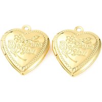 Pendentif Cœur en Laiton - Charm Photo Cadre Plaqué Or 18K — Breloques et pendentifs