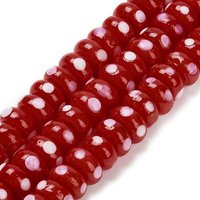Perles en Verre Lampwork Rondelle à Pois, Rouge, 40pcs — Perles à bijoux