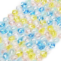 Brins de perles en verre électroplaqué, trèfle, bleu ciel clair