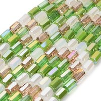 Brins de perles en verre électroplaqué, facettées vert lime, 9x5mm — Perles à bijoux