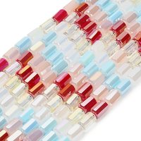 Brins de perles en verre électroplaquées, colonne, facettées, FireBrick — Perles à bijoux