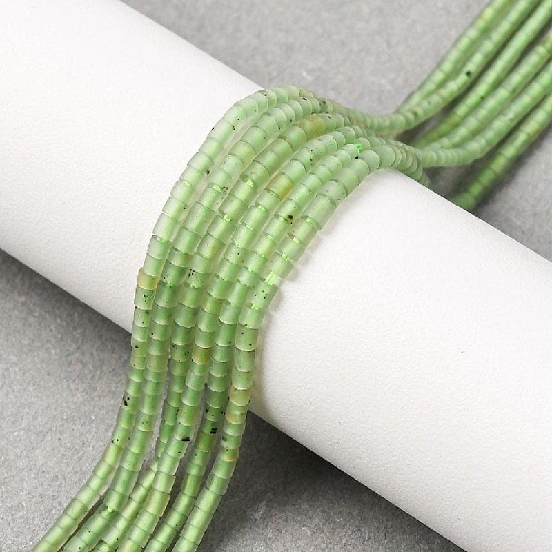 Brins de perles de jade vert naturel, colonne, 1.2-2.5mm, trou : 0.5mm — Perles à bijoux