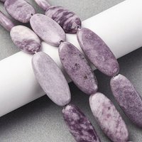 Brins de perles naturelles de lépidolite et mica violet, ovales plates — Perles à bijoux