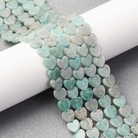 Natural Amazonite Heart Beads Strands, 6-6.5mm, 68-70pcs