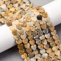 Fil de perles en agate folle naturelle en forme de cœur, 6-6.5mm, trou de 0.5mm — Perles à bijoux