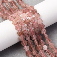 Brins de Perles de Quartz Fraise Naturel, Fleur Prunus — Perles à bijoux